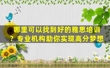 哪里可以找到好的雅思培训？专业机构助你实现高分梦想