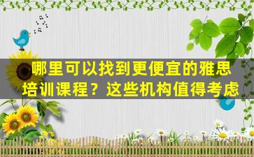 哪里可以找到更便宜的雅思培训课程？这些机构值得考虑