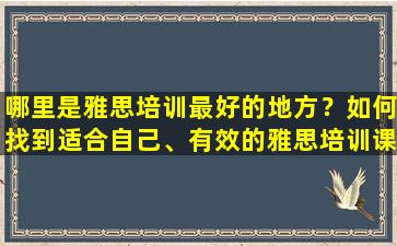 哪里是雅思培训最好的地方？如何找到适合自己、有效的雅思培训课程