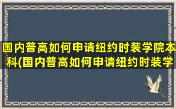 国内普高如何申请纽约时装学院本科(国内普高如何申请纽约时装学院本科学历)