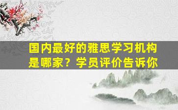 国内最好的雅思学习机构是哪家？学员评价告诉你