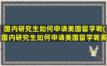 国内研究生如何申请美国留学呢(国内研究生如何申请美国留学呢英语)