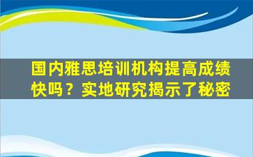 国内雅思培训机构提高成绩快吗？实地研究揭示了秘密