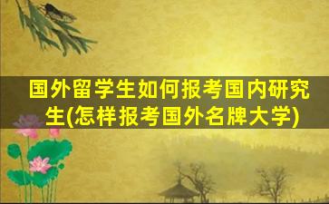 国外留学生如何报考国内研究生(怎样报考国外名牌大学)