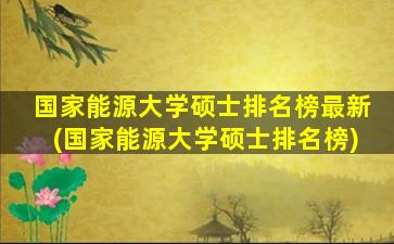 国家能源大学硕士排名榜最新(国家能源大学硕士排名榜)