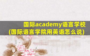 国际academy语言学校(国际语言学院用英语怎么说)