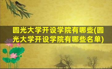 圆光大学开设学院有哪些(圆光大学开设学院有哪些名单)