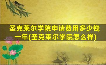 圣克莱尔学院申请费用多少钱一年(圣克莱尔学院怎么样)