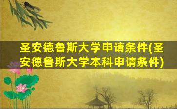 圣安德鲁斯大学申请条件(圣安德鲁斯大学本科申请条件)