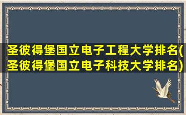 圣彼得堡国立电子工程大学排名(圣彼得堡国立电子科技大学排名)