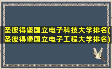 圣彼得堡国立电子科技大学排名(圣彼得堡国立电子工程大学排名)