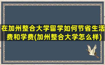 在加州整合大学留学如何节省生活费和学费(加州整合大学怎么样)