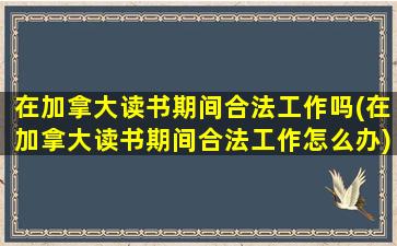 在加拿大读书期间合法工作吗(在加拿大读书期间合法工作怎么办)