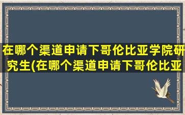 在哪个渠道申请下哥伦比亚学院研究生(在哪个渠道申请下哥伦比亚学院留学)