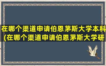 在哪个渠道申请伯恩茅斯大学本科(在哪个渠道申请伯恩茅斯大学研究生)