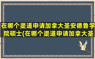 在哪个渠道申请加拿大圣安德鲁学院硕士(在哪个渠道申请加拿大圣安德鲁学院的博士)