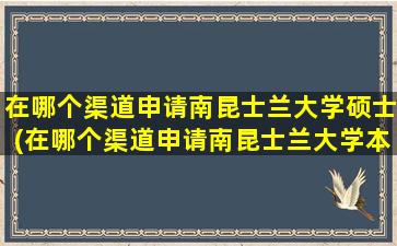 在哪个渠道申请南昆士兰大学硕士(在哪个渠道申请南昆士兰大学本科)