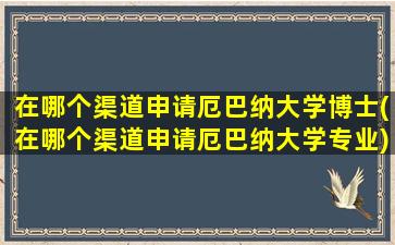 在哪个渠道申请厄巴纳大学博士(在哪个渠道申请厄巴纳大学专业)