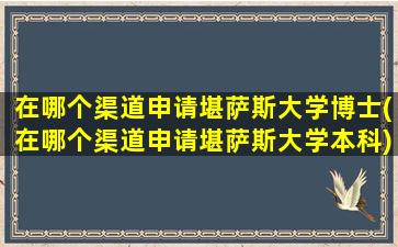 在哪个渠道申请堪萨斯大学博士(在哪个渠道申请堪萨斯大学本科)