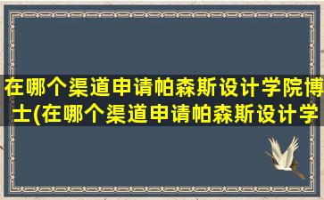 在哪个渠道申请帕森斯设计学院博士(在哪个渠道申请帕森斯设计学院硕士)