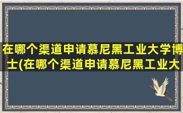 在哪个渠道申请慕尼黑工业大学博士(在哪个渠道申请慕尼黑工业大学硕士)