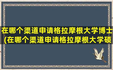 在哪个渠道申请格拉摩根大学博士(在哪个渠道申请格拉摩根大学硕士)