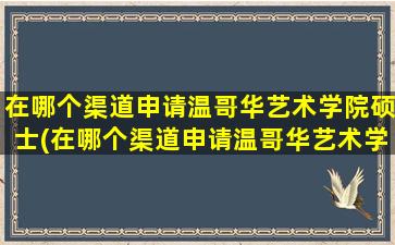 在哪个渠道申请温哥华艺术学院硕士(在哪个渠道申请温哥华艺术学院的博士)