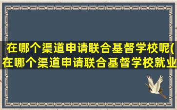 在哪个渠道申请联合基督学校呢(在哪个渠道申请联合基督学校就业)