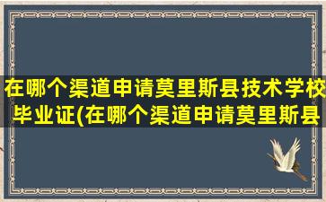 在哪个渠道申请莫里斯县技术学校毕业证(在哪个渠道申请莫里斯县技术学校补助)