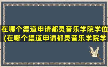 在哪个渠道申请都灵音乐学院学位(在哪个渠道申请都灵音乐学院学位证)