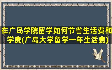 在广岛学院留学如何节省生活费和学费(广岛大学留学一年生活费)