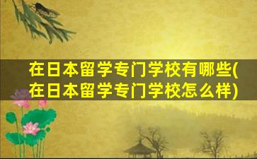 在日本留学专门学校有哪些(在日本留学专门学校怎么样)