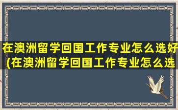 在澳洲留学回国工作专业怎么选好(在澳洲留学回国工作专业怎么选)