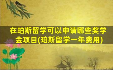 在珀斯留学可以申请哪些奖学金项目(珀斯留学一年费用)