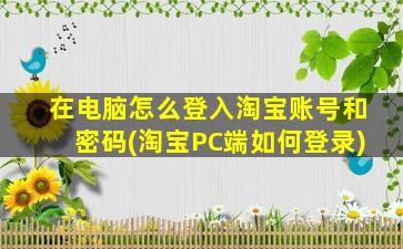 在电脑怎么登入淘宝账号和密码(淘宝PC端如何登录)