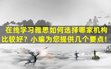 在线学习雅思如何选择哪家机构比较好？小编为您提供几个要点！