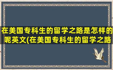 在美国专科生的留学之路是怎样的呢英文(在美国专科生的留学之路是怎样的呢)