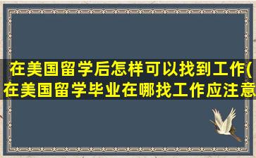 在美国留学后怎样可以找到工作(在美国留学毕业在哪找工作应注意什么)