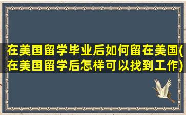 在美国留学毕业后如何留在美国(在美国留学后怎样可以找到工作)