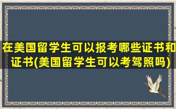 在美国留学生可以报考哪些证书和证书(美国留学生可以考驾照吗)