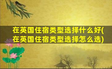 在英国住宿类型选择什么好(在英国住宿类型选择怎么选)