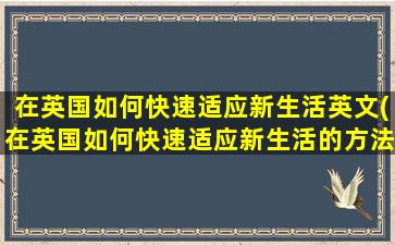 在英国如何快速适应新生活英文(在英国如何快速适应新生活的方法)