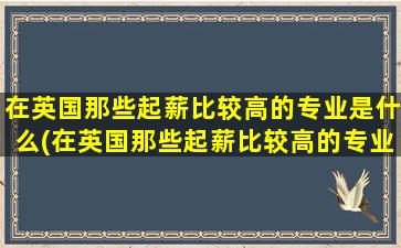 在英国那些起薪比较高的专业是什么(在英国那些起薪比较高的专业学校)