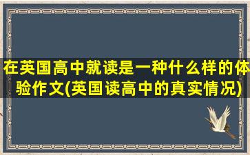 在英国高中就读是一种什么样的体验作文(英国读高中的真实情况)