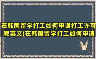 在韩国留学打工如何申请打工许可呢英文(在韩国留学打工如何申请打工许可呢知乎)