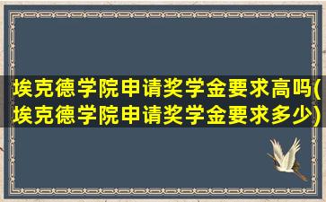 埃克德学院申请奖学金要求高吗(埃克德学院申请奖学金要求多少)