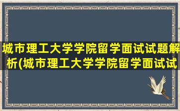 城市理工大学学院留学面试试题解析(城市理工大学学院留学面试试题解析及答案)