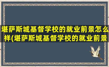 堪萨斯城基督学校的就业前景怎么样(堪萨斯城基督学校的就业前景分析)