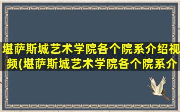 堪萨斯城艺术学院各个院系介绍视频(堪萨斯城艺术学院各个院系介绍图)