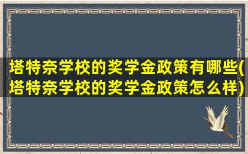 塔特奈学校的奖学金政策有哪些(塔特奈学校的奖学金政策怎么样)